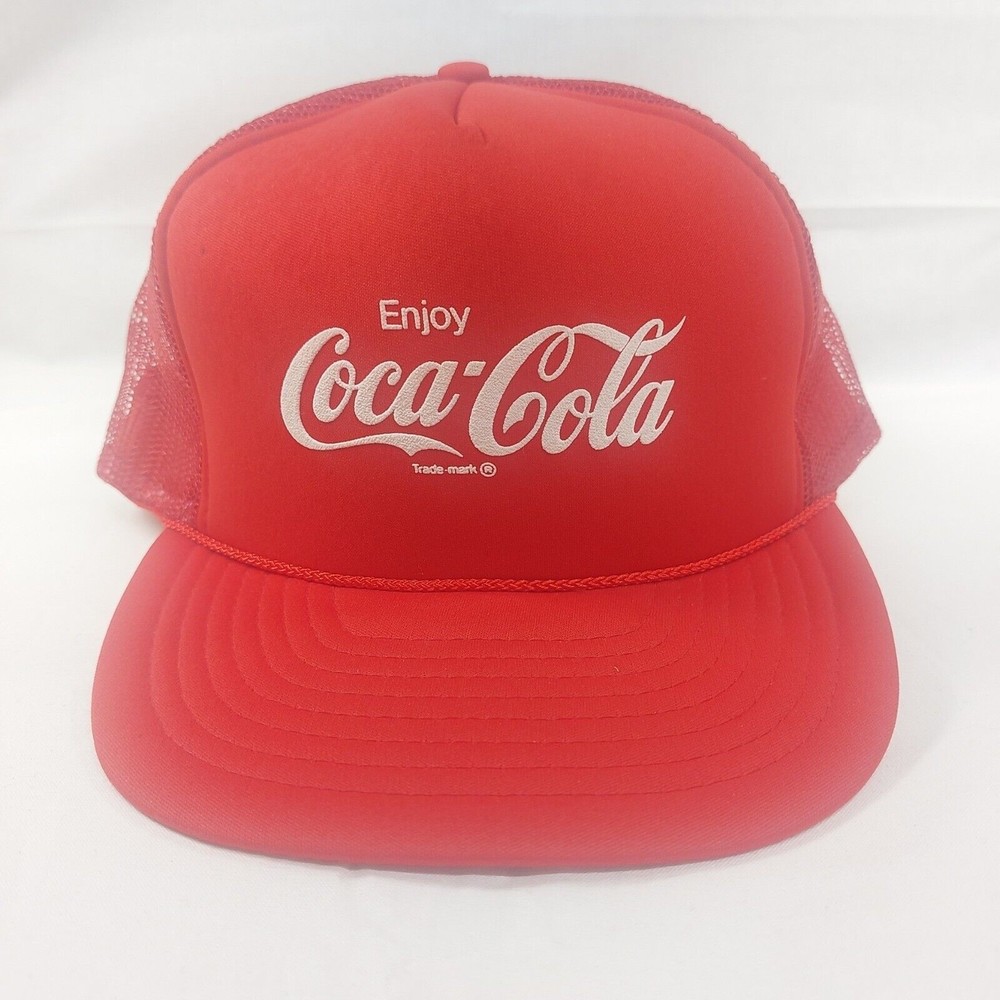 Vintage Enjoy Coca-Cola Classic Red Mesh Snapback Trucker Rope Hat Cap